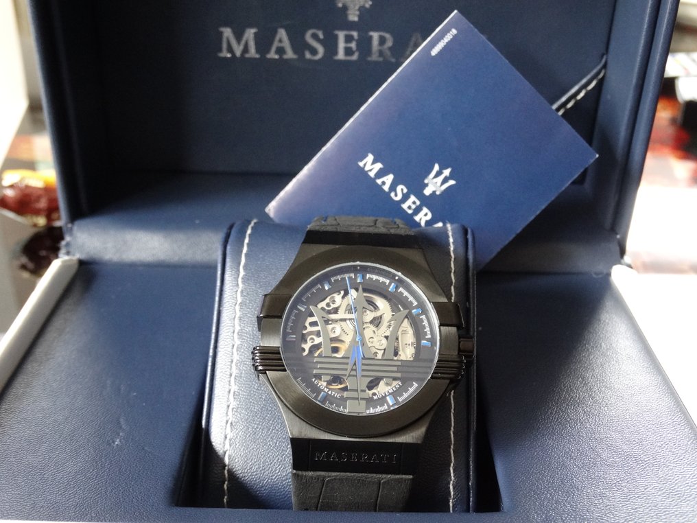  Shop Authentic Maserati Potenza Automatic Black Dial Black Leather Strap Watch For Men - R8821108009 - Luxxuri