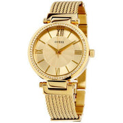  Shop Authentic Guess Soho Champagne Dial Stainless Steel Mesh Bracelet Watch For Women - W0638L2 - Luxxuri