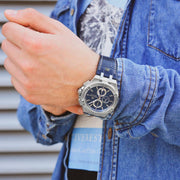  Shop Authentic Maurice Lacroix Aikon Chronograph Blue Dial Blue Leather Strap Watch for Men - AI1018-SS001-430-1 - Luxxuri