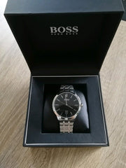  Shop Authentic Hugo Boss Officer Black Dial Silver Steel Strap Watch for Men - 1513614 - Luxxuri