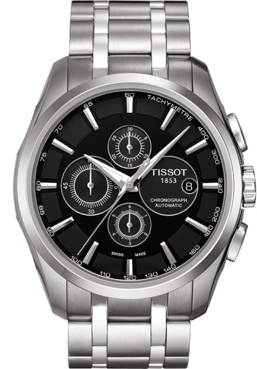  Shop Authentic Tissot Couturier Chronograph Black Dial Silver Steel Strap Watch For Men - T035.617.11.051.00 - Luxxuri