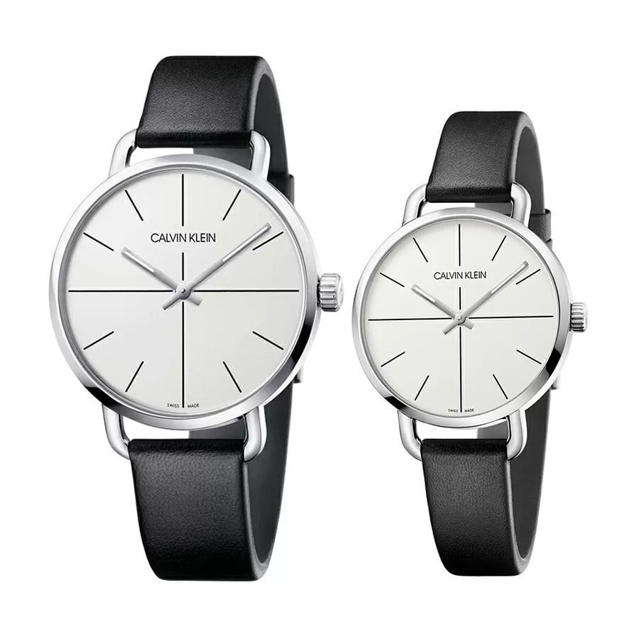  Shop Authentic Calvin Klein Evan White Dial Black Leather Strap Watch for Women - K7B231CY - Luxxuri