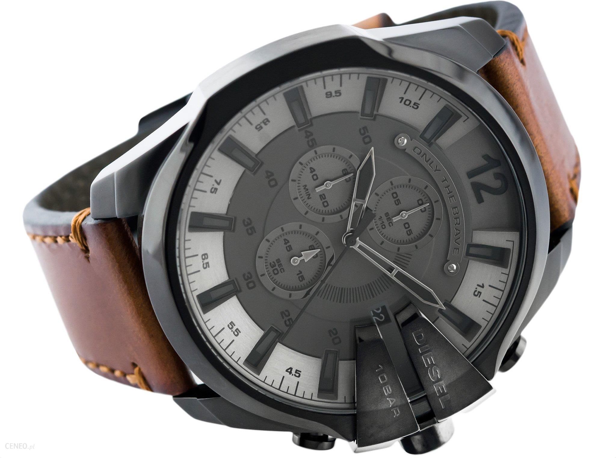  Shop Authentic Diesel Mega Chief Grey Dial Brown Leather Strap Watch For Men - DZ4463 - Luxxuri