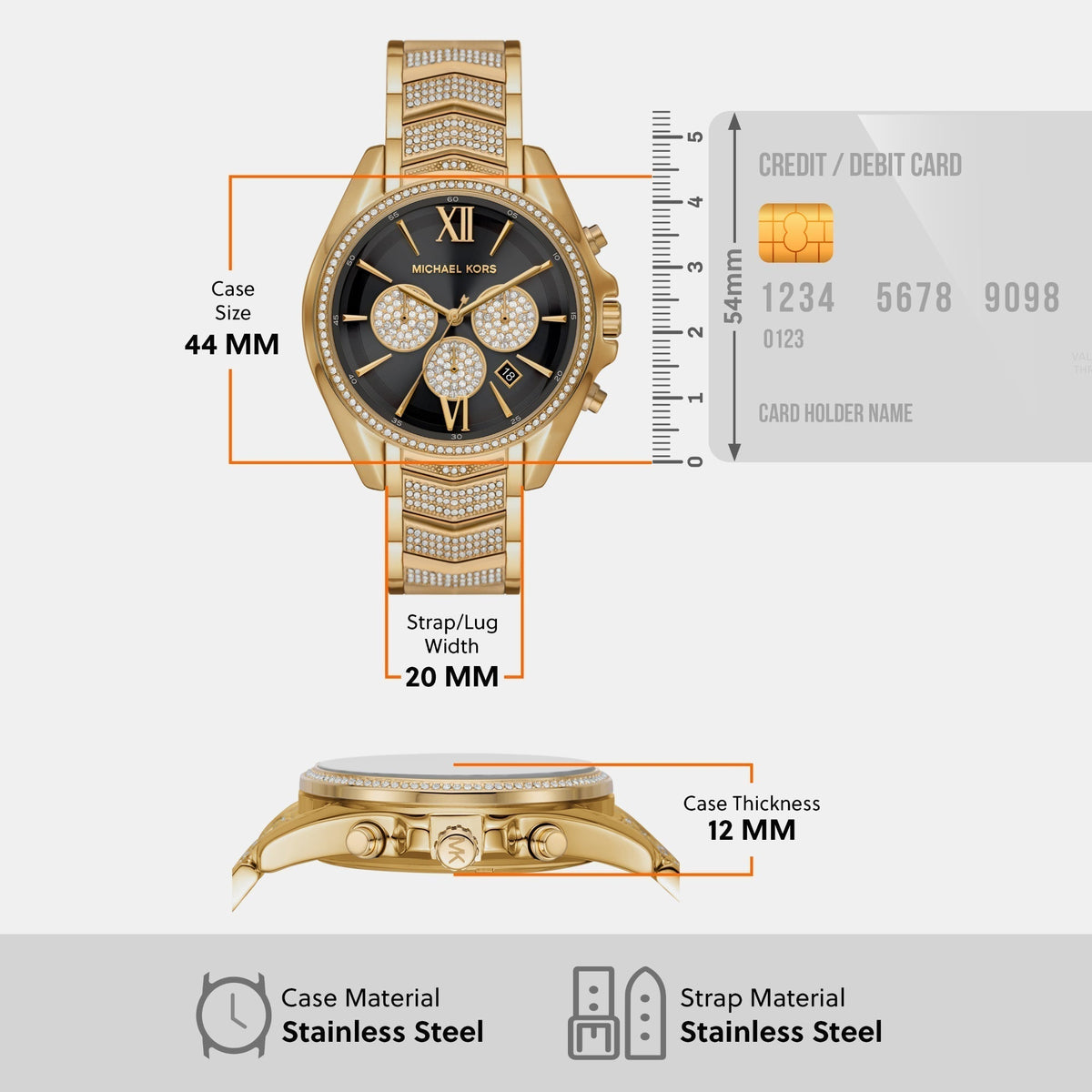  Shop Authentic Michael Kors Whitney Chronograph Black Dial Gold Steel Strap Watch for Women - MK7224 - Luxxuri