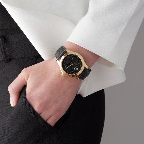  Shop Authentic Gucci G Timeless Quartz Black Dial Black Leather Strap Watch For Women - YA1264034A - Luxxuri