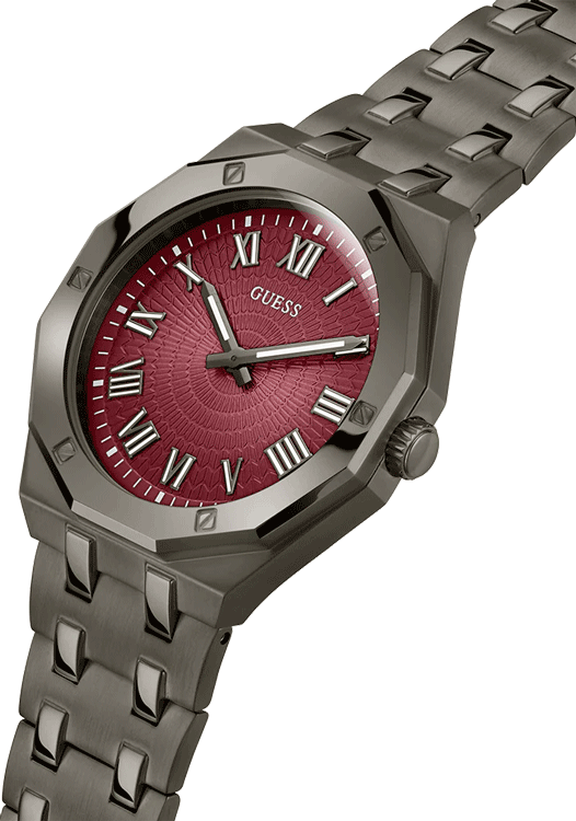  Shop Authentic Guess Asset Quartz Red Dial Black Steel Strap Watch For Men - GW0575G5 - Luxxuri