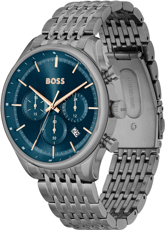  Shop Authentic Hugo Boss Gregor Chronograph Blue Dial Grey Steel Strap Watch For Men - 1514083 - Luxxuri