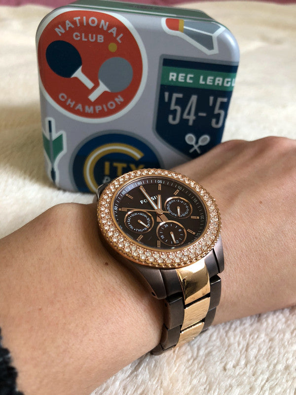  Shop Authentic Fossil Stella Multifunction Brown Dial Two Tone Steel Strap Watch for Women - ES4079 - Luxxuri