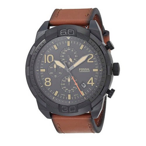 Shop Authentic Fossil Bronson Black Dial Brown Leather Strap Watch for Men - FS5714 - Luxxuri