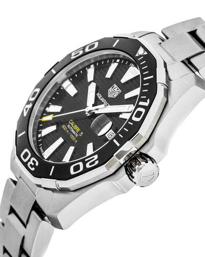  Shop Authentic Tag Heuer Aquaracer Black Dial Silver Steel Strap Strap Watch for Men - WAY201A.BA0927 - Luxxuri