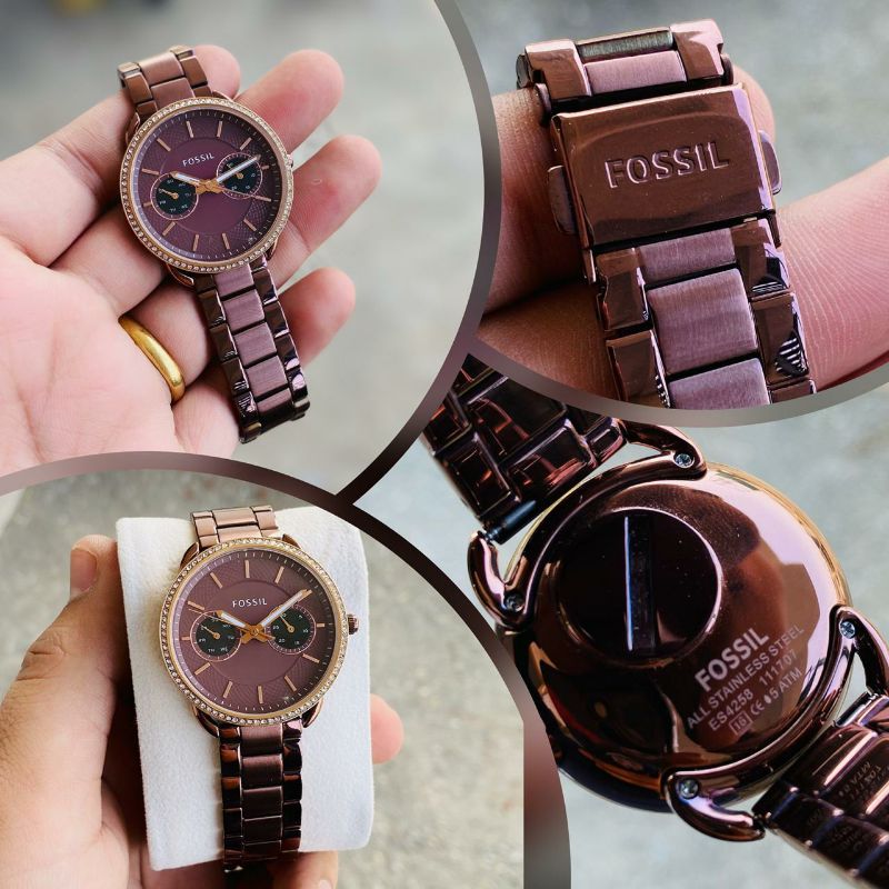  Shop Authentic Fossil Tailor Analog Brown Dial Brown Steel Strap Watch for Women - ES4258 - Luxxuri