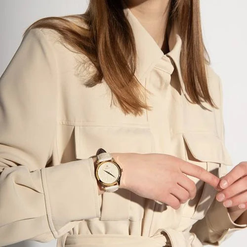  Shop Authentic Gucci G Timeless Quartz White Dial White Leather Strap Watch For Women - YA1264033A - Luxxuri