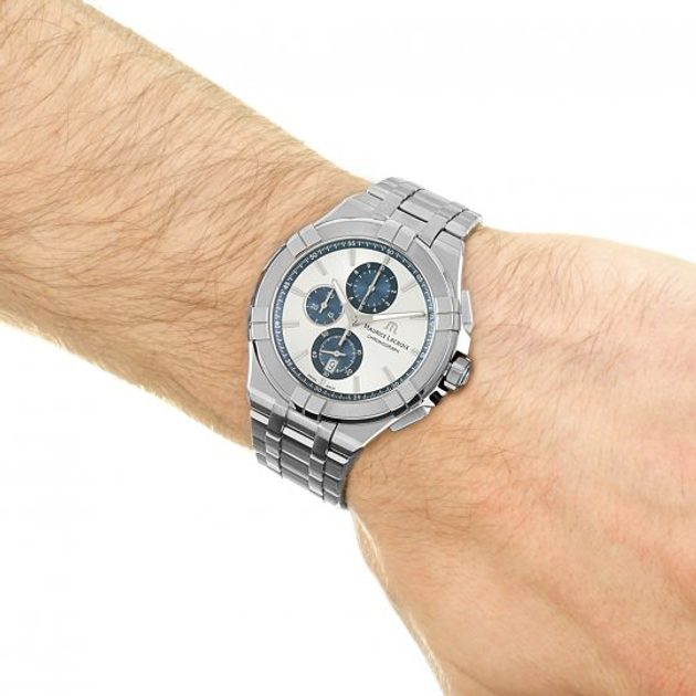  Shop Authentic Maurice Lacroix Aikon Chronograph Silver Dial Silver Steel Strap Watch for Men - AI1018-SS002-131-1 - Luxxuri
