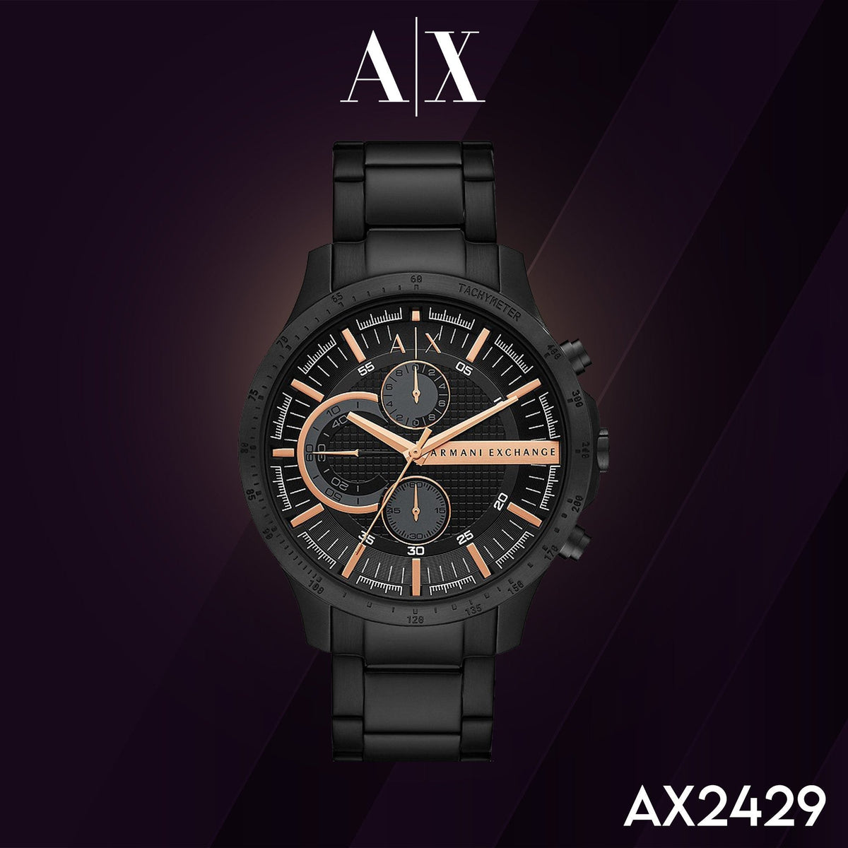  Shop Authentic Armani Exchange Chronograph Black Dial Black Steel Strap Watch For Men - AX2429 - Luxxuri