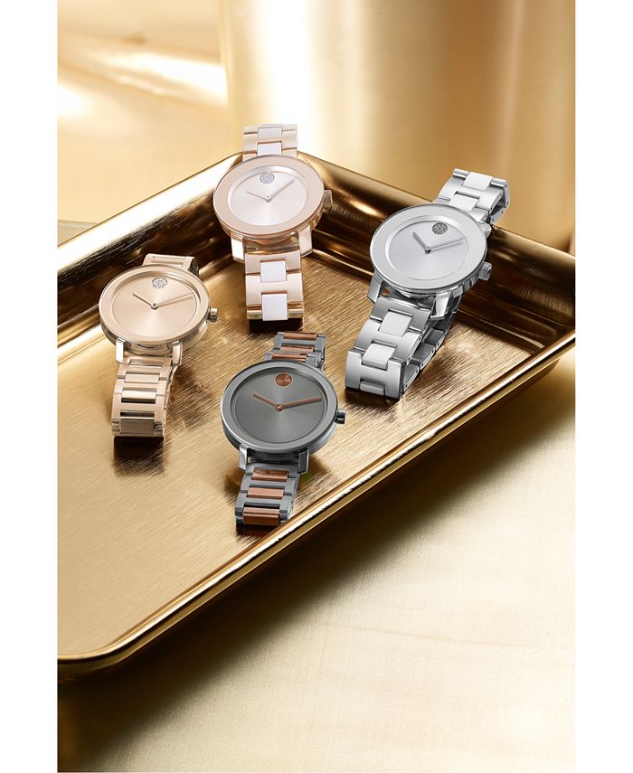  Shop Authentic Movado Bold Ceramic Silver Dial Silver Steel Strap Watch for Women - 3600638 - Luxxuri