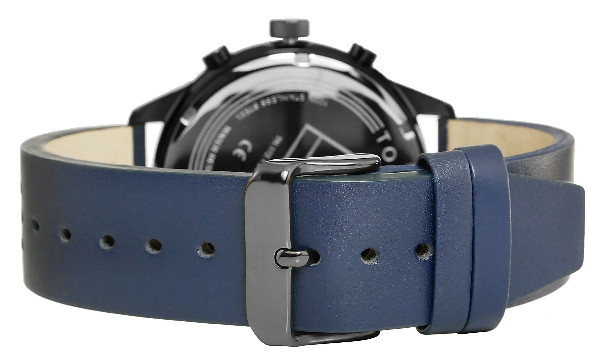  Shop Authentic Tommy Hilfiger Chase Grey Dial Blue Leather Strap Watch for Men - 1791578 - Luxxuri