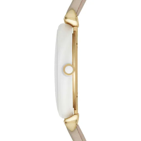  Shop Authentic Emporio Armani Gianni T Bar Quartz Mother of Pearl Dial White Leather Strap Watch For Women - AR1965 - Luxxuri