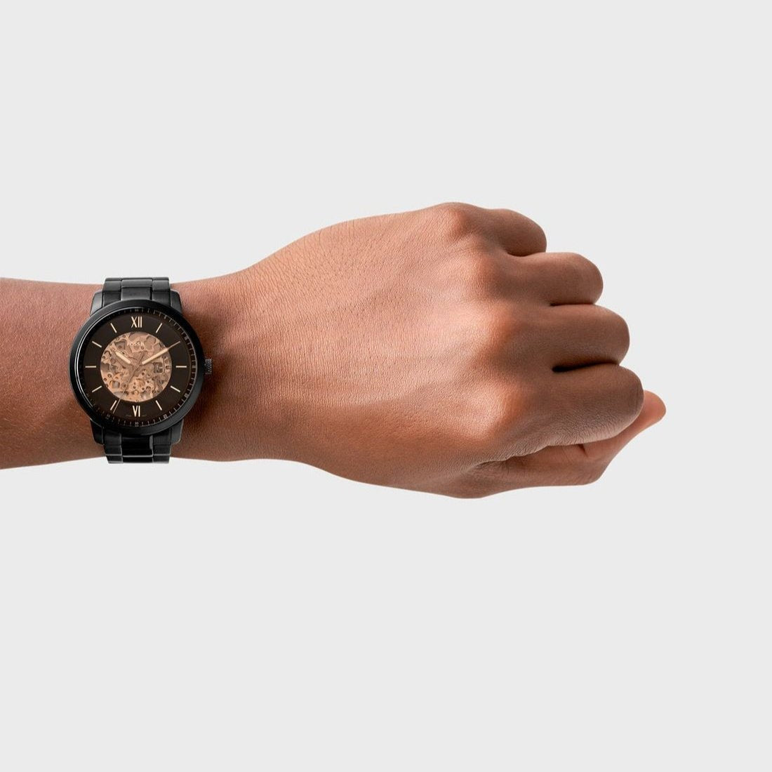  Shop Authentic Fossil Neutra Automatic Skeleton Black Dial Black Steel Strap Watch for Men - ME3183 - Luxxuri