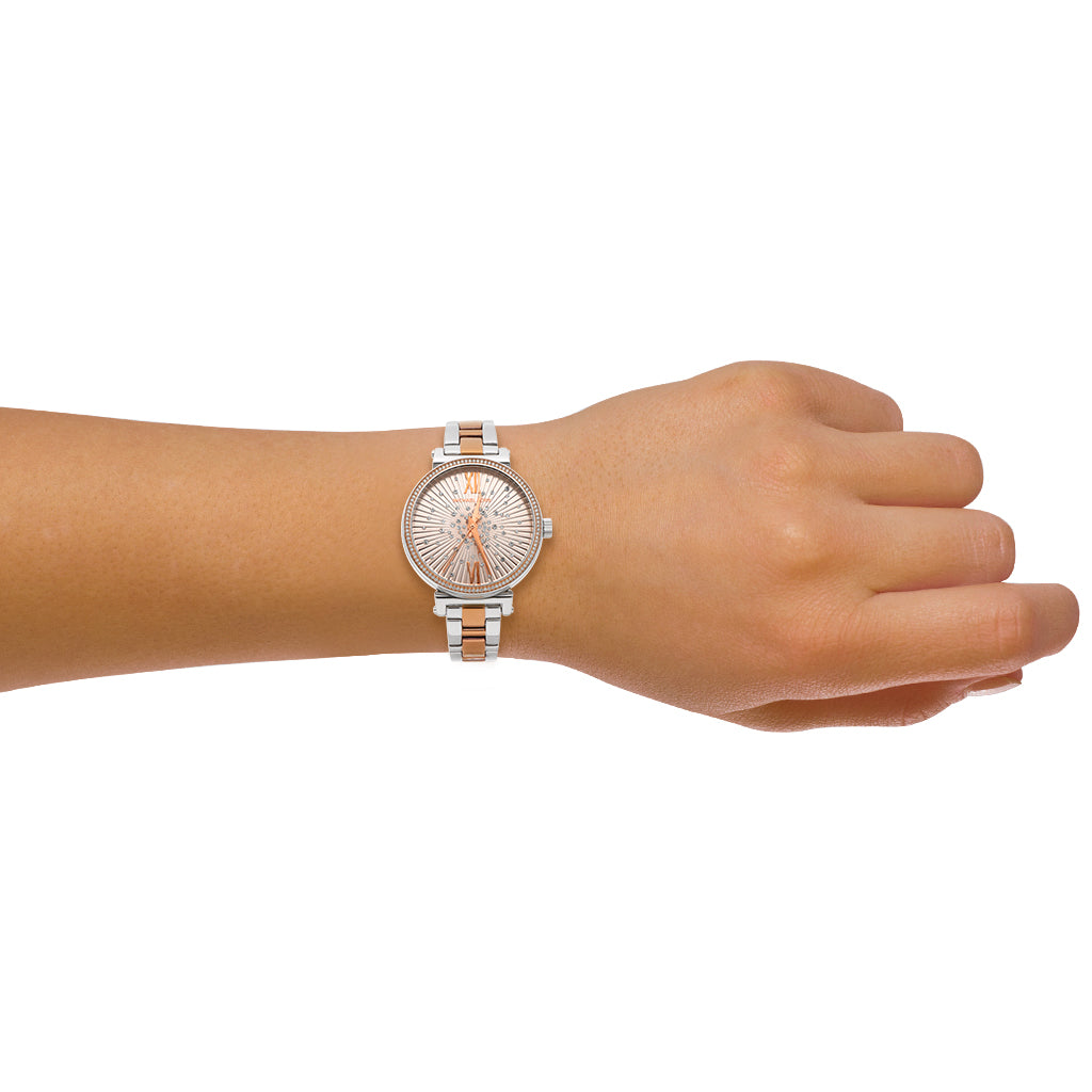  Shop Authentic Michael Kors Sofie Quartz Rose Gold Dial Two Tone Steel Strap Watch For Women - MK3972 - Luxxuri
