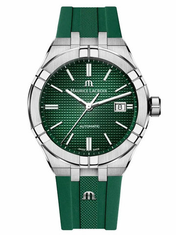  Shop Authentic Maurice Lacroix Aikon Chronograph Green Dial Green Rubber Strap Watch for Men - AI1808-SS000-630-5 - Luxxuri