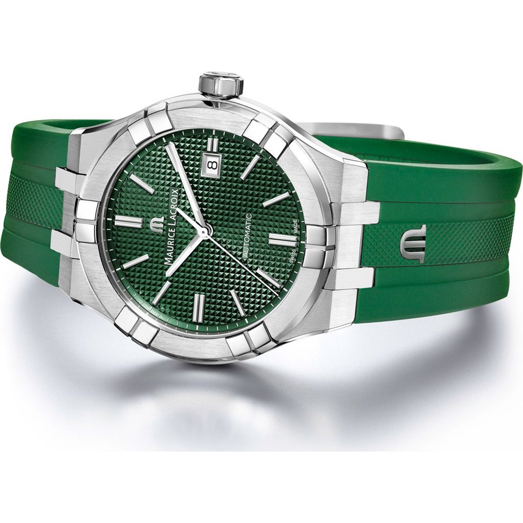  Shop Authentic Maurice Lacroix Aikon Chronograph Green Dial Green Rubber Strap Watch for Men - AI1808-SS000-630-5 - Luxxuri