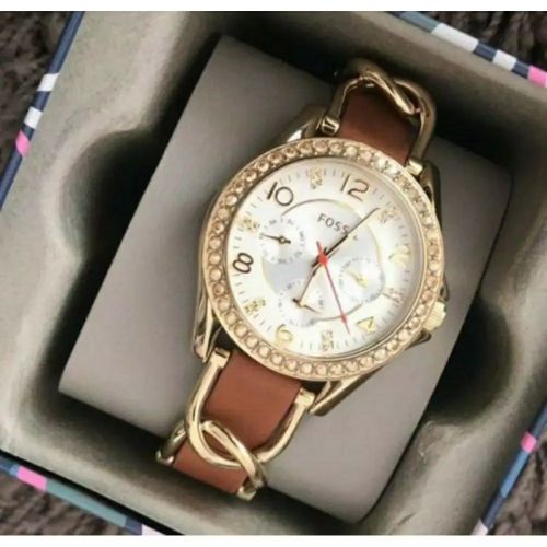  Shop Authentic Fossil Riley Multifunction White Dial Orange Leather Strap Watch for Women - ES3723 - Luxxuri