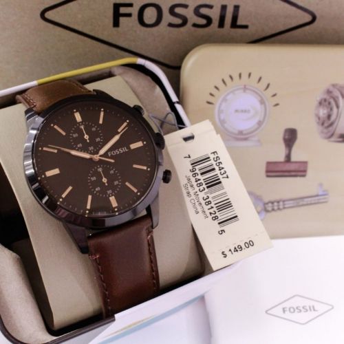  Shop Authentic Fossil Townsman Chronograph Black Dial Brown Leather Strap Watch for Men - FS5437 - Luxxuri
