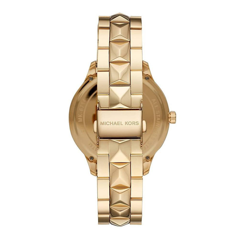  Shop Authentic Michael Kors Runway Mercer Crystals Gold Dial Gold Steel Strap Watch For Women - MK6714 - Luxxuri