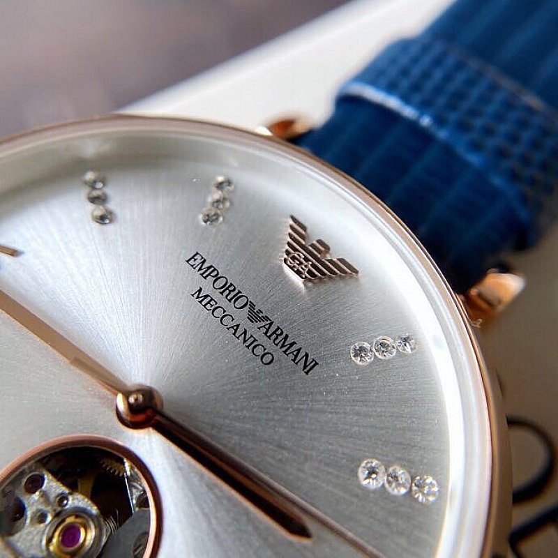  Shop Authentic Emporio Armani Gianni T-Bar Analog Silver Dial Blue Leather Strap Watch For Women - AR60020 - Luxxuri
