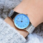  Shop Authentic Calvin Klein Simplicity Blue Dial Silver Steel Strap Watch for Women - K432314N - Luxxuri