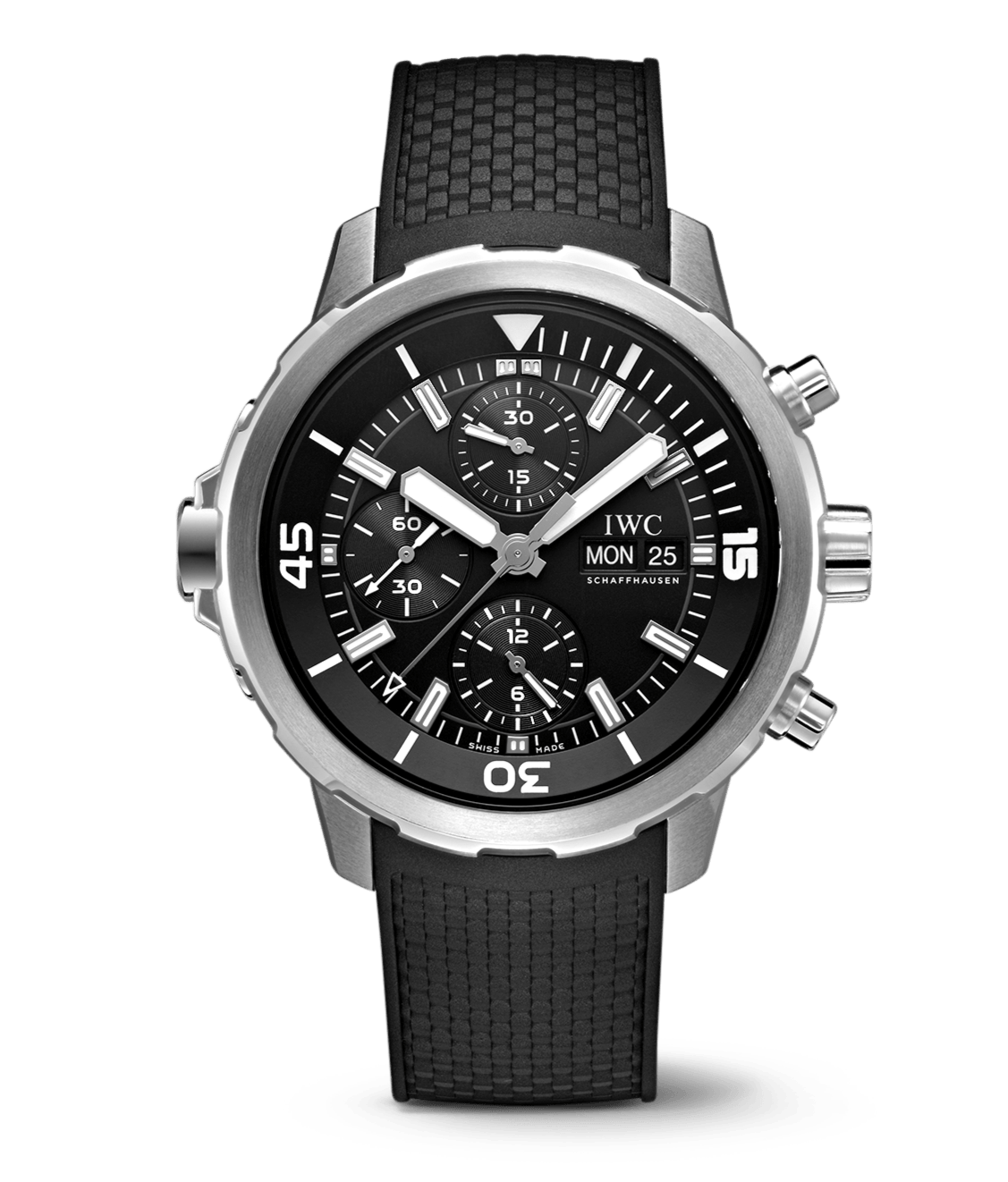  Shop Authentic IWC Aquatimer Chronograph Black Dial Black Leather Strap Watch for Men - IW376803 - Luxxuri