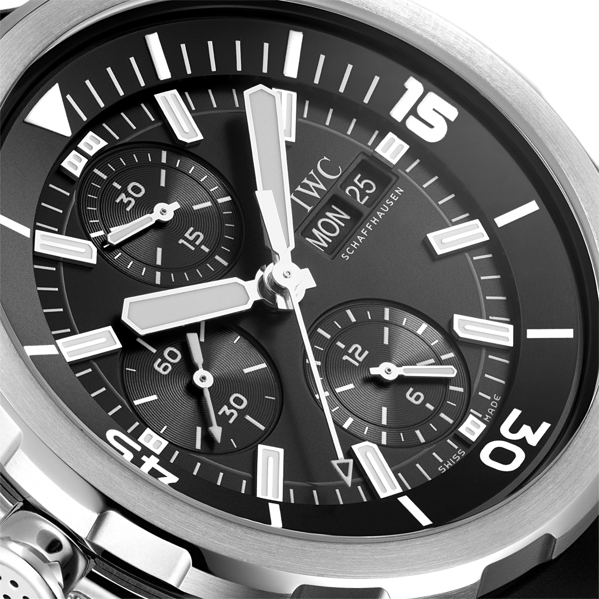  Shop Authentic IWC Aquatimer Chronograph Black Dial Black Leather Strap Watch for Men - IW376803 - Luxxuri