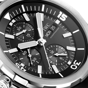  Shop Authentic IWC Aquatimer Chronograph Black Dial Black Leather Strap Watch for Men - IW376803 - Luxxuri