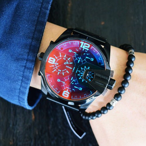  Shop Authentic Diesel Uber Chief Chronograph Red Dial Black Steel Strap Watch For Men - DZ7373 - Luxxuri
