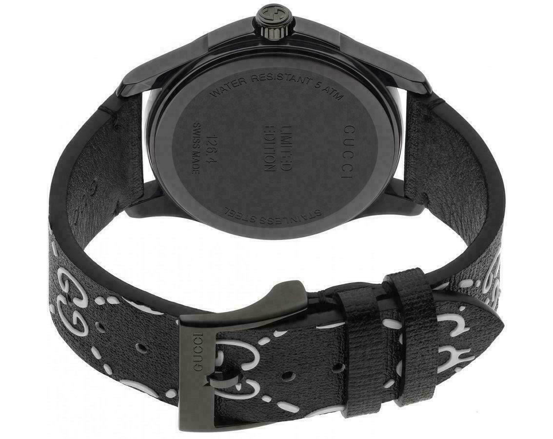  Shop Authentic Gucci G Timeless Ghost Black Dial Black Leather Strap Watch For Men - YA1264018 - Luxxuri