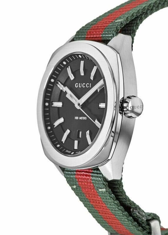  Shop Authentic Gucci GG2570 Quartz Black Dial Green & Red Nylon Strap Watch For Men - YA142305 - Luxxuri