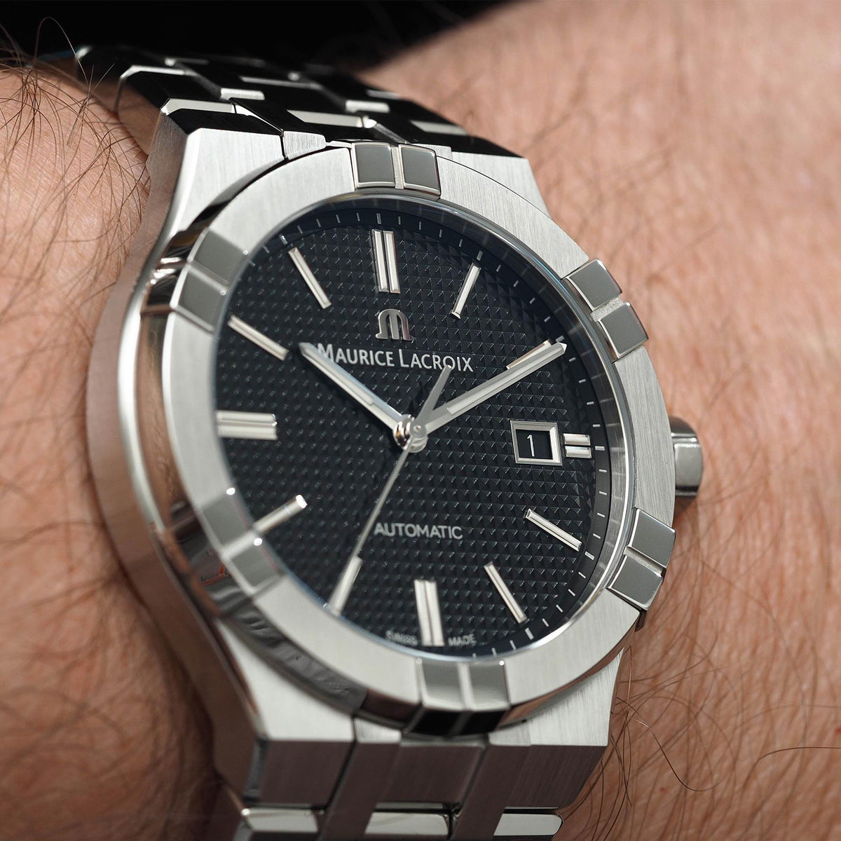  Shop Authentic Maurice Lacroix Aikon Automatic Black Dial Silver Steel Strap Watch for Men - AI1807-SS002-330-1 - Luxxuri