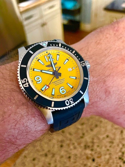  Shop Authentic Breitling Superocean Automatic 44mm Yellow Dial Black Rubber Strap Watch for Men - A17367021I1S1 - Luxxuri