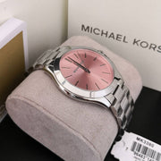  Shop Authentic Michael Kors Slim Runway Quartz Pink Dial Silver Steel Strap Watch For Women - MK3380 - Luxxuri