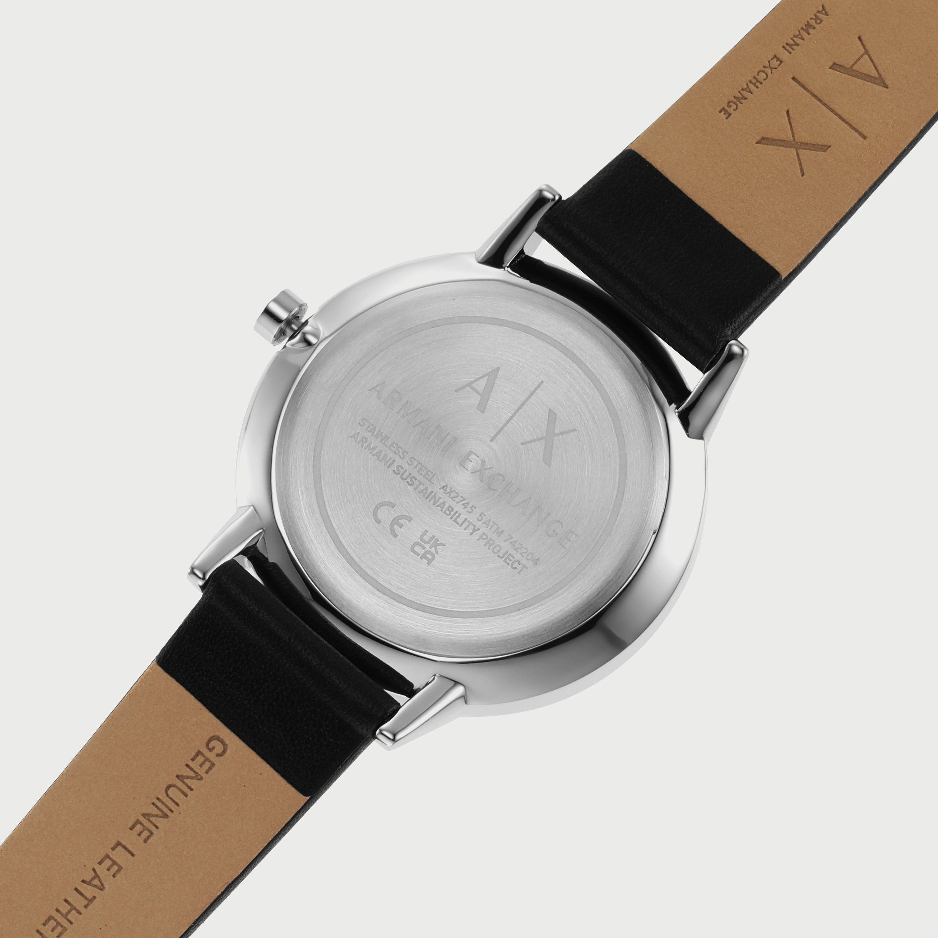  Shop Authentic Armani Exchange Cayde Chronograph Black Dial Black Leather Strap Watch for Men - AX2745 - Luxxuri
