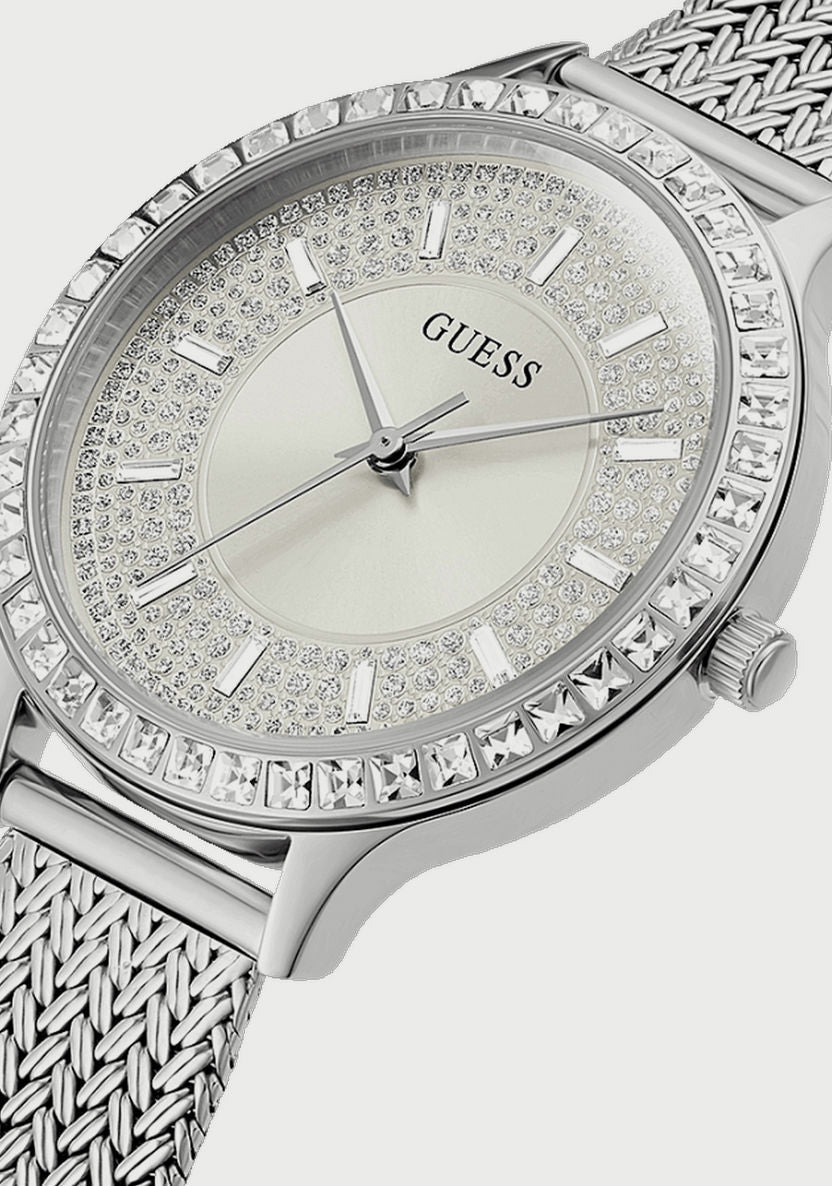  Shop Authentic Guess Soiree Diamonds Silver Dial Silver Mesh Bracelet Watch for Women - GW0402L1 - Luxxuri