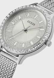  Shop Authentic Guess Soiree Diamonds Silver Dial Silver Mesh Bracelet Watch for Women - GW0402L1 - Luxxuri