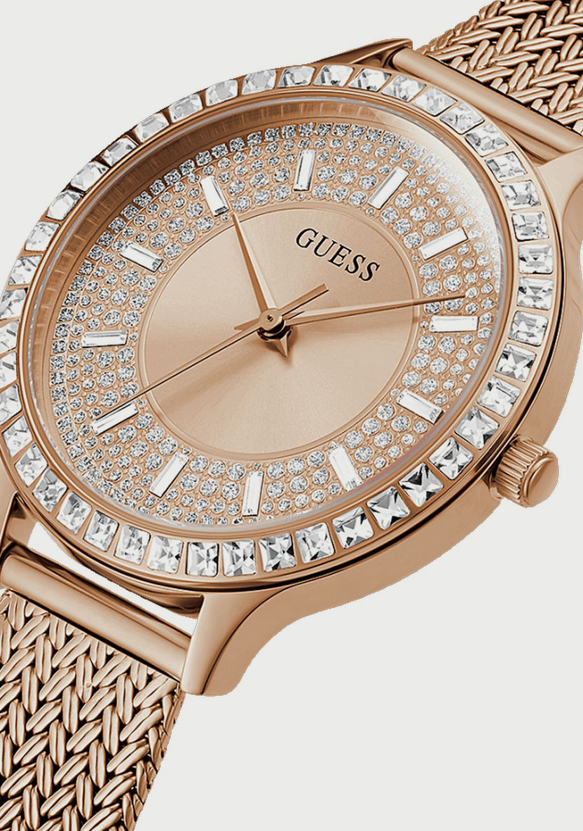  Shop Authentic Guess Soiree Diamonds Rose Gold Dial Rose Gold Mesh Bracelet Watch for Women - GW0402L3 - Luxxuri