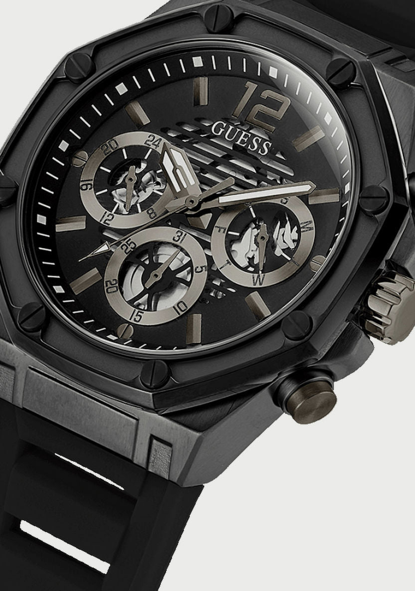  Shop Authentic Guess Momentum Black Dial Black Rubber Strap Watch for Men - GW0263G4 - Luxxuri