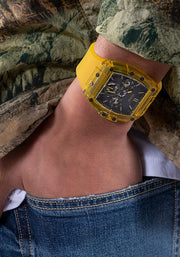  Shop Authentic Guess Phoenix Multi Function Black Dial Yellow Rubber Strap Watch for Men - GW0203G6 - Luxxuri