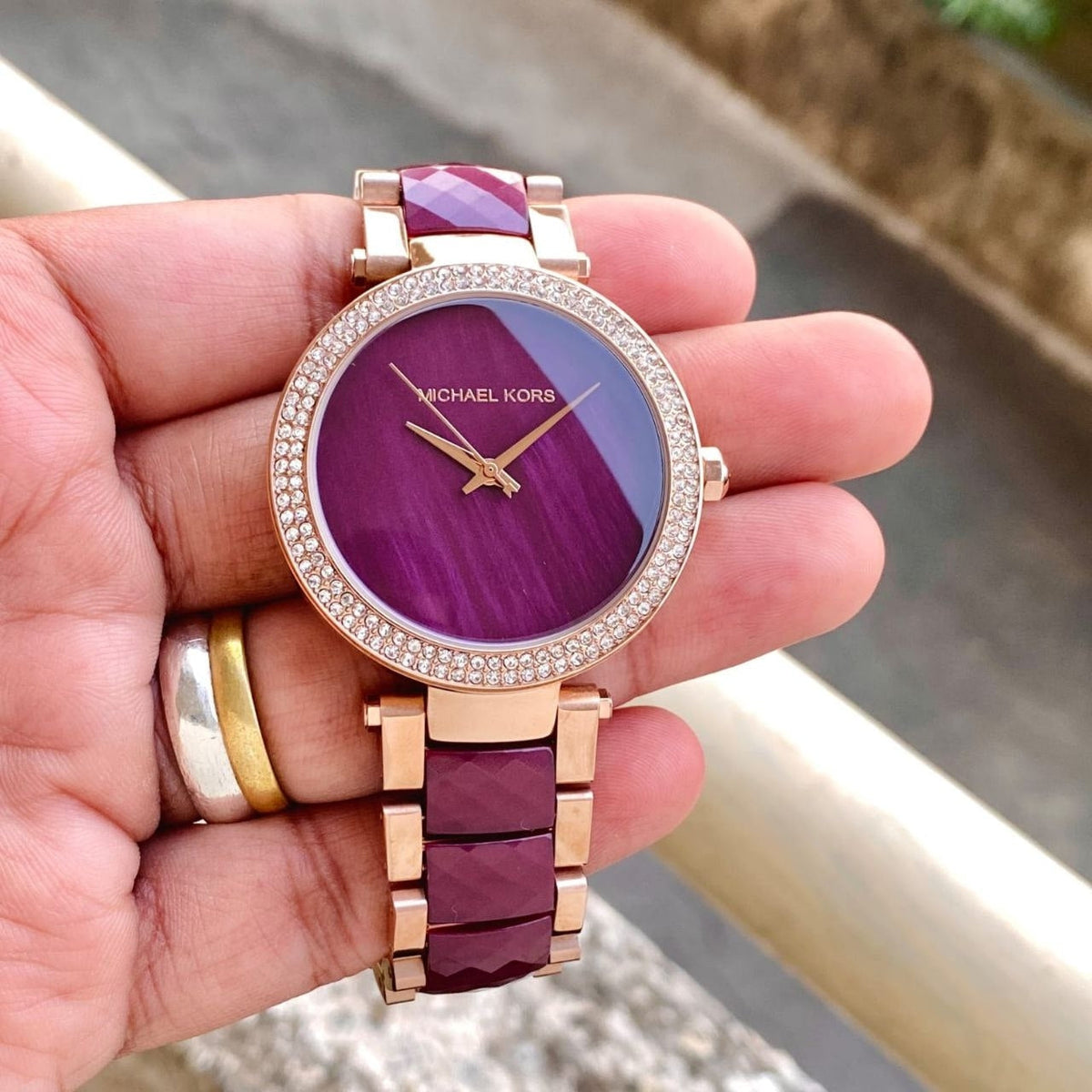  Shop Authentic Michael Kors Parker Maroon Dial Two Tone Steel Strap Watch for Women - MK6412 - Luxxuri