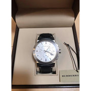  Shop Authentic Burberry The City Chronograph White Dial Black Leather Strap Watch for Men - BU9355 - Luxxuri