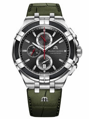  Shop Authentic Maurice Lacroix Aikon Chronograph Black Dial Green Leather Strap Watch for Men - AI1018-PVB21-330-1 - Luxxuri