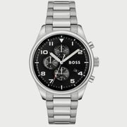  Shop Authentic Hugo Boss View Chronograph Black Dial Silver Steel Strap Watch For Men - 1514008 - Luxxuri
