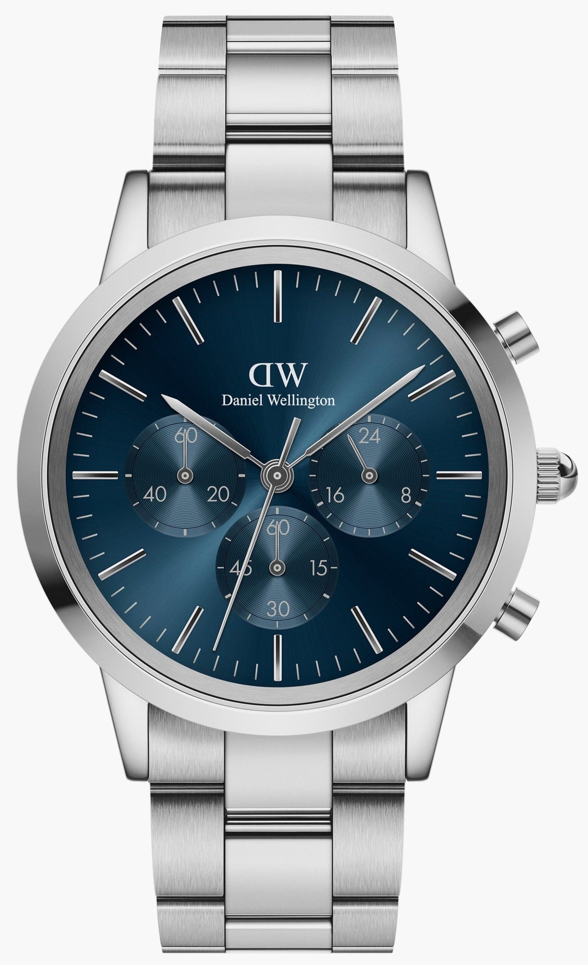  Shop Authentic Daniel Wellington Iconic Chronograph Link Blue Dial Silver Steel Strap Watch For Men - DW00100644 - Luxxuri
